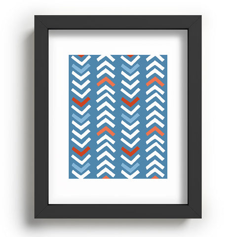 Avenie Abstract Chevron Blue Recessed Framing Rectangle