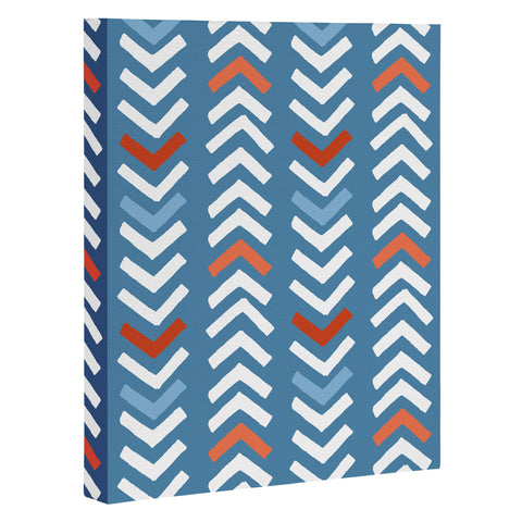 Avenie Abstract Chevron Blue Art Canvas