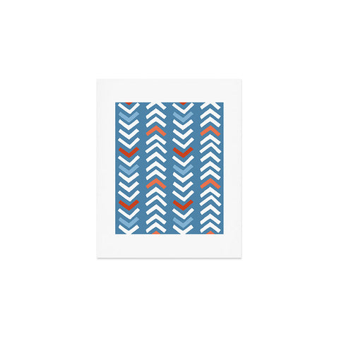 Avenie Abstract Chevron Blue Art Print