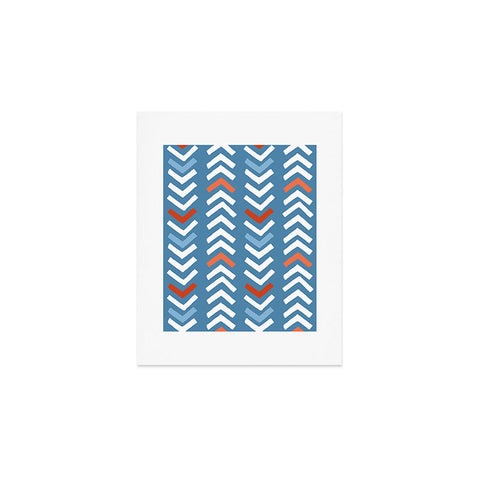 Avenie Abstract Chevron Blue Art Print