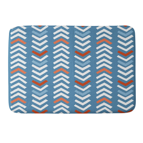 Avenie Abstract Chevron Blue Memory Foam Bath Mat