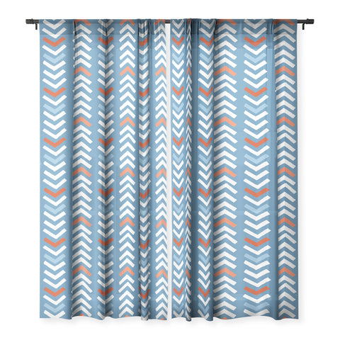 Avenie Abstract Chevron Blue Sheer Non Repeat