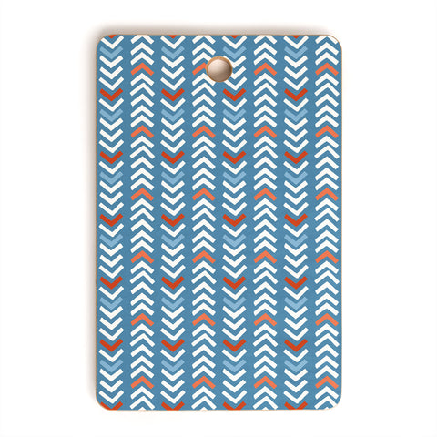 Avenie Abstract Chevron Blue Cutting Board Rectangle