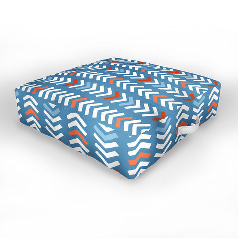Avenie Abstract Chevron Blue Outdoor Floor Cushion