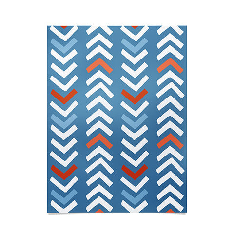 Avenie Abstract Chevron Blue Poster
