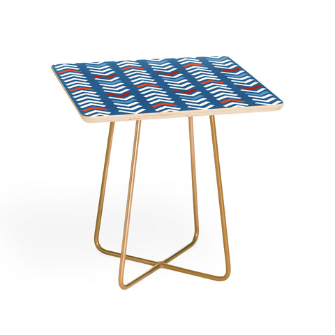 Avenie Abstract Chevron Blue Side Table