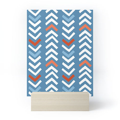 Avenie Abstract Chevron Blue Mini Art Print