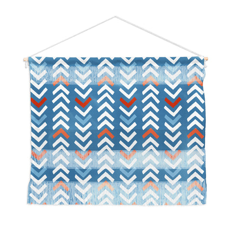 Avenie Abstract Chevron Blue Wall Hanging Landscape