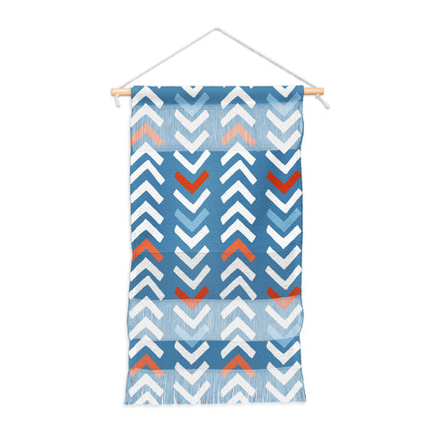 Avenie Abstract Chevron Blue Wall Hanging Portrait