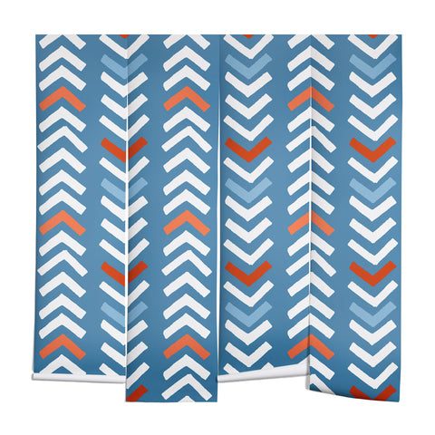Avenie Abstract Chevron Blue Wall Mural