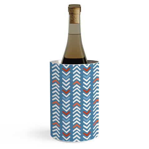 Avenie Abstract Chevron Blue Wine Chiller