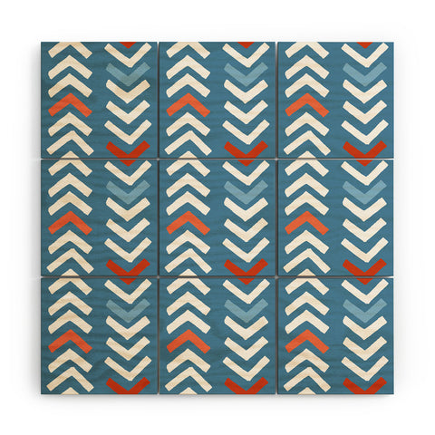 Avenie Abstract Chevron Blue Wood Wall Mural