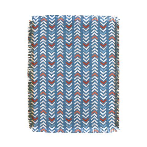 Avenie Abstract Chevron Blue Throw Blanket