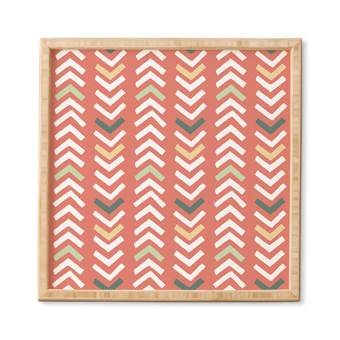 Avenie Abstract Chevron Coral Framed Wall Art