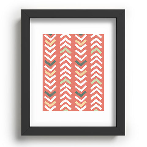 Avenie Abstract Chevron Coral Recessed Framing Rectangle