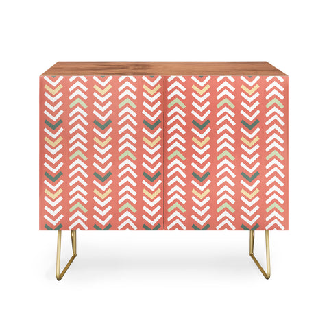 Avenie Abstract Chevron Coral Credenza