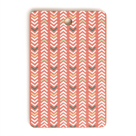 Avenie Abstract Chevron Coral Cutting Board Rectangle