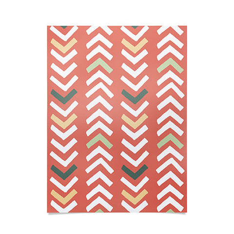Avenie Abstract Chevron Coral Poster