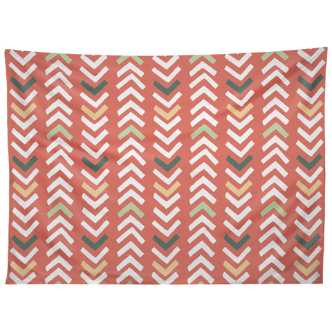 Avenie Abstract Chevron Coral Tapestry