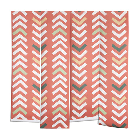 Avenie Abstract Chevron Coral Wall Mural