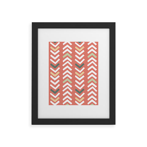 Avenie Abstract Chevron Coral Framed Art Print