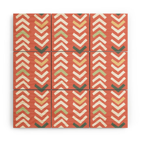 Avenie Abstract Chevron Coral Wood Wall Mural