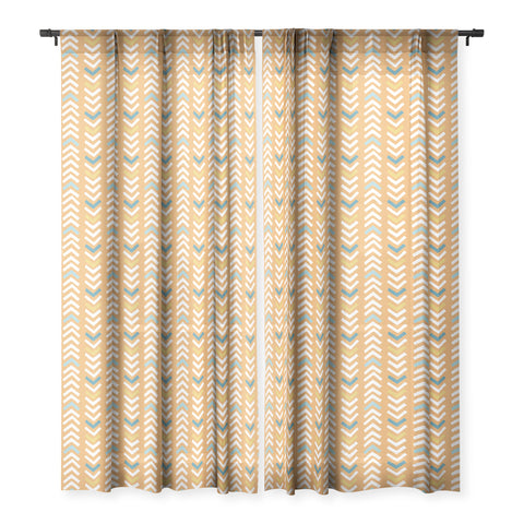 Avenie Abstract Chevron Summer Yellow Sheer Window Curtain
