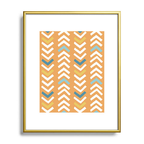 Avenie Abstract Chevron Summer Yellow Metal Framed Art Print