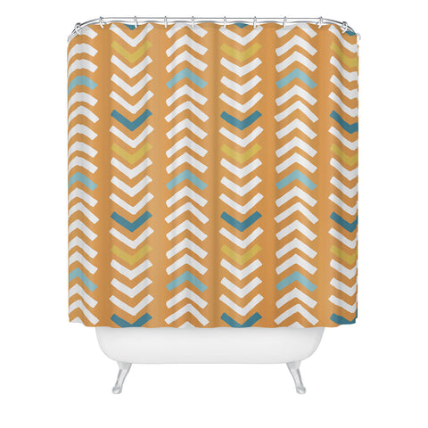 Avenie Abstract Chevron Summer Yellow Shower Curtain