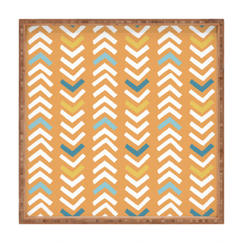 Avenie Abstract Chevron Summer Yellow Square Tray