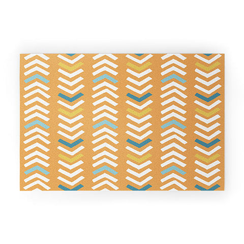 Avenie Abstract Chevron Summer Yellow Welcome Mat