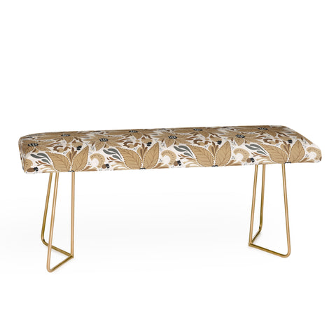 Avenie Abstract Floral Light Neutral Bench