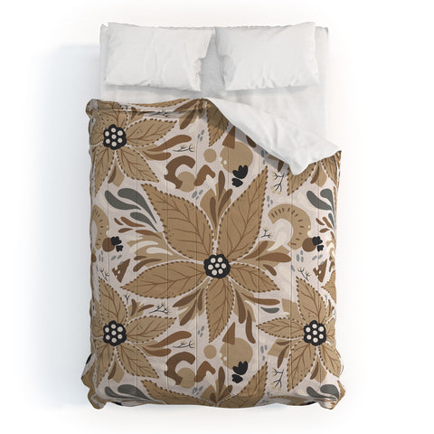 Avenie Abstract Floral Light Neutral Comforter