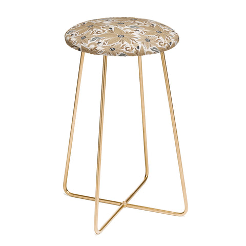 Avenie Abstract Floral Light Neutral Counter Stool