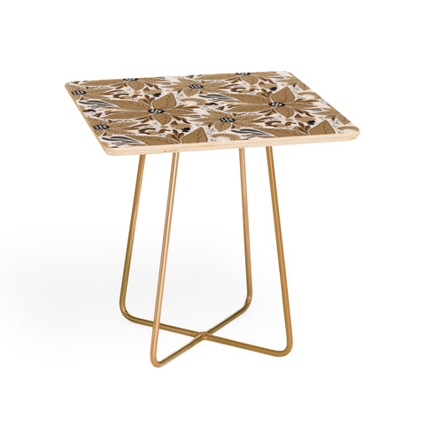 Avenie Abstract Floral Light Neutral Side Table