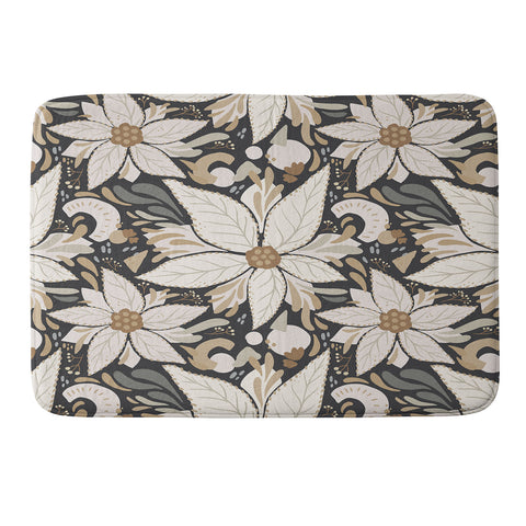 Avenie Abstract Floral Neutral Memory Foam Bath Mat