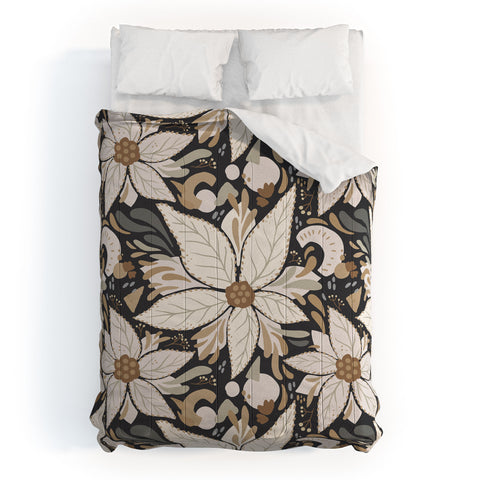 Avenie Abstract Floral Neutral Comforter