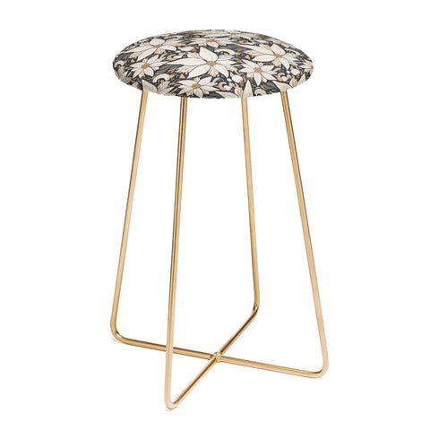 Avenie Abstract Floral Neutral Counter Stool