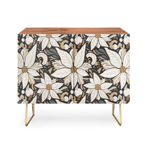 Avenie Abstract Floral Neutral Credenza