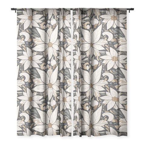 Avenie Abstract Floral Neutral Sheer Non Repeat