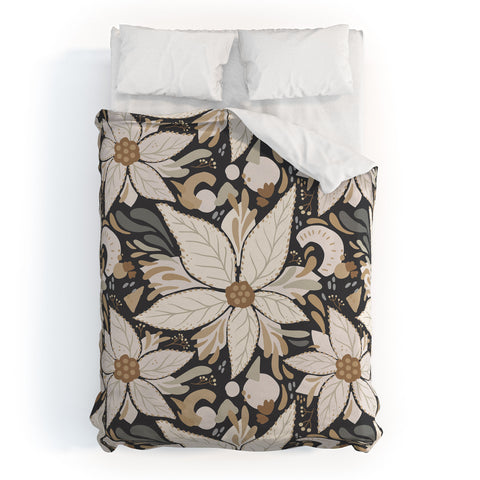 Avenie Abstract Floral Neutral Duvet Cover