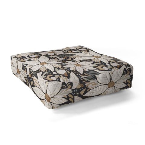 Avenie Abstract Floral Neutral Floor Pillow Square