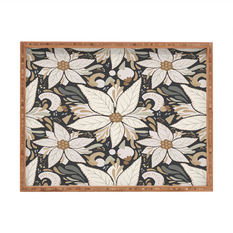 Avenie Abstract Floral Neutral Rectangular Tray
