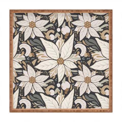Avenie Abstract Floral Neutral Square Tray