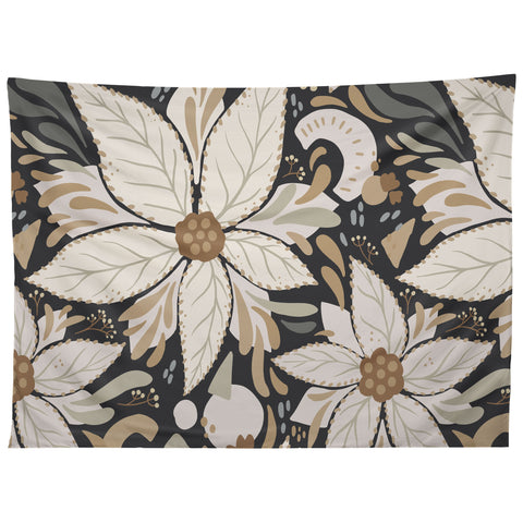 Avenie Abstract Floral Neutral Tapestry