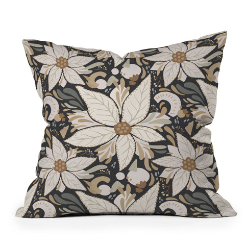 Avenie Abstract Floral Neutral Throw Pillow