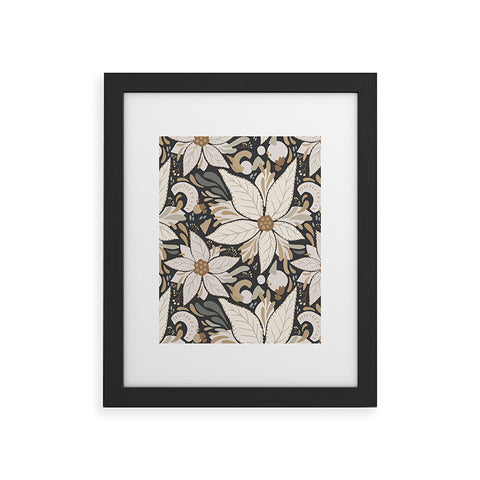 Avenie Abstract Floral Neutral Framed Art Print