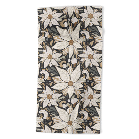 Avenie Abstract Floral Neutral Beach Towel