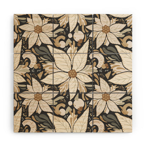 Avenie Abstract Floral Neutral Wood Wall Mural