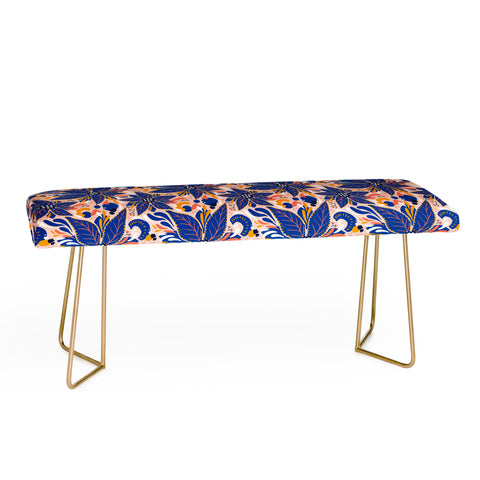 Avenie Abstract Floral Pink and Blue Bench